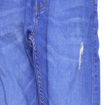 Denim & Co. Mens Blue Cotton Skinny Jeans Size 32 in L32 in Regular Button - Distressed Look