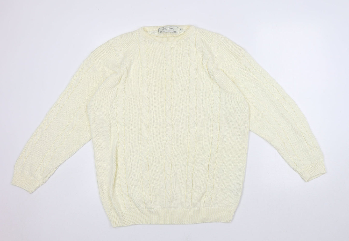 Amy Moore Womens Ivory Round Neck 100% Cotton Pullover Jumper Size XL - Seasonal