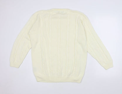 Amy Moore Womens Ivory Round Neck 100% Cotton Pullover Jumper Size XL - Seasonal