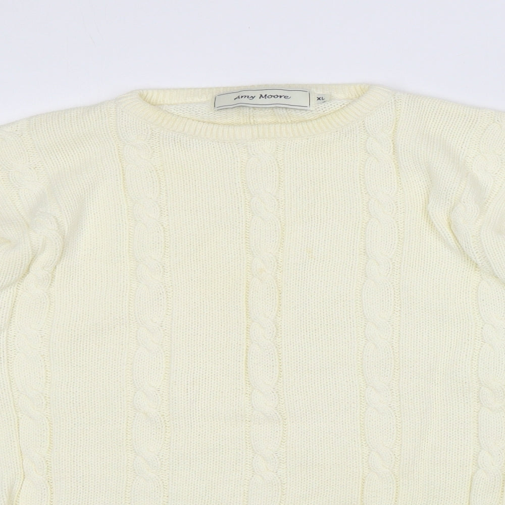 Amy Moore Womens Ivory Round Neck 100% Cotton Pullover Jumper Size XL - Seasonal