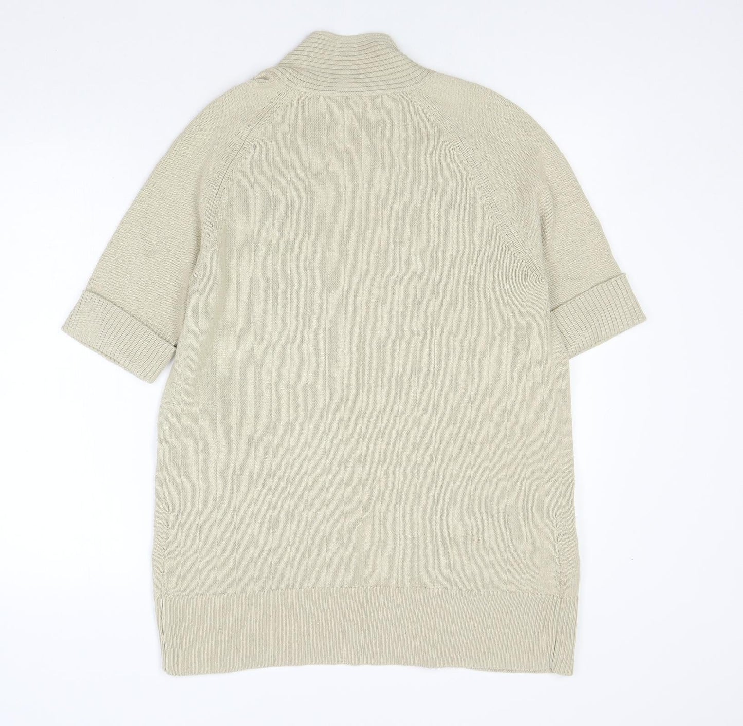 BHS Womens Beige V-Neck Cotton Cardigan Jumper Size 14