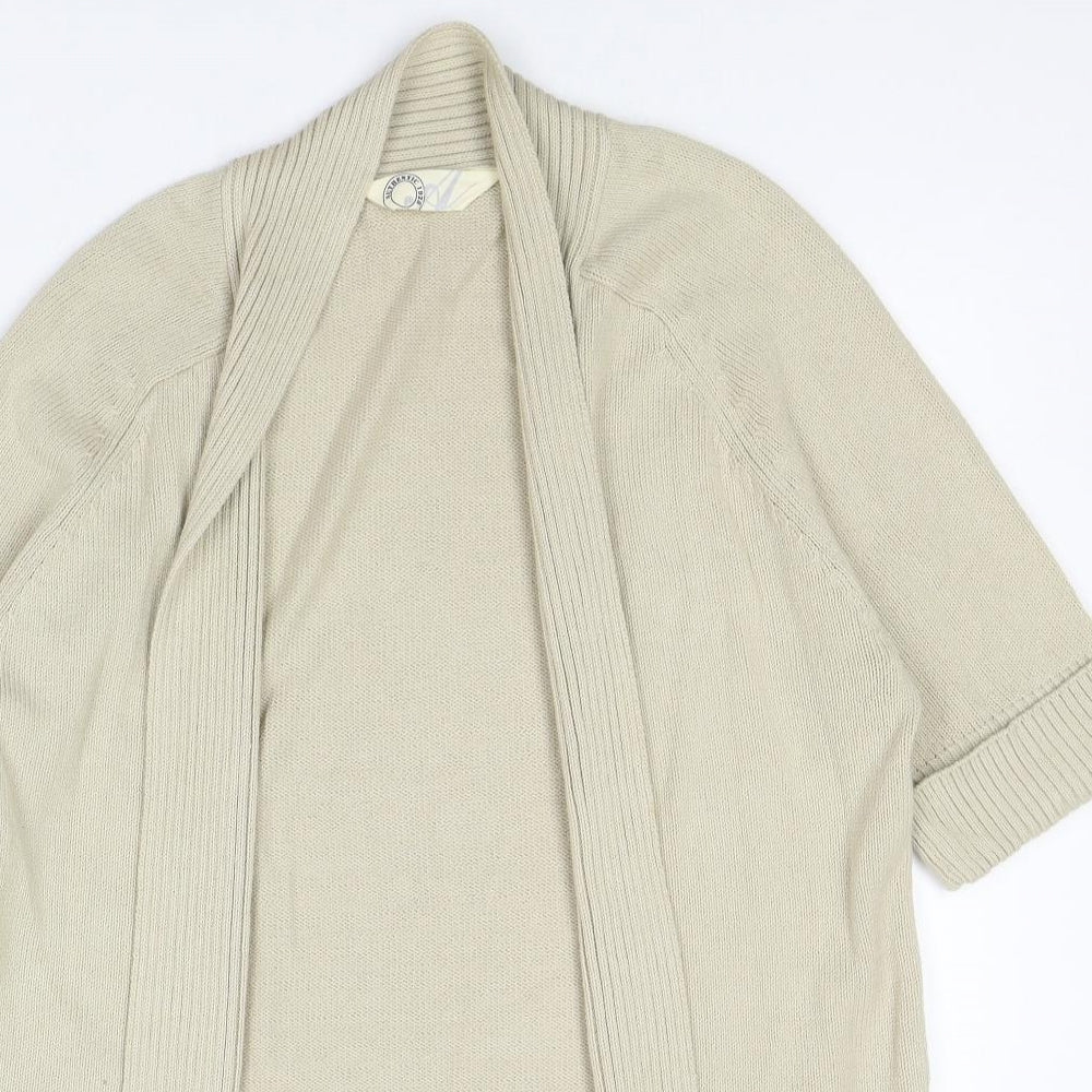 BHS Womens Beige V-Neck Cotton Cardigan Jumper Size 14