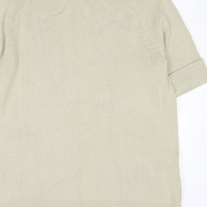 BHS Womens Beige V-Neck Cotton Cardigan Jumper Size 14