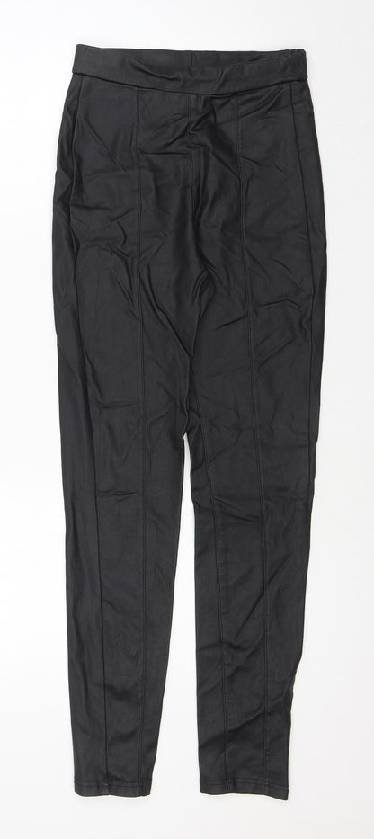 SheIn Womens Black Cotton Jegging Leggings Size 8 L26 in - Pleather. Wet Look