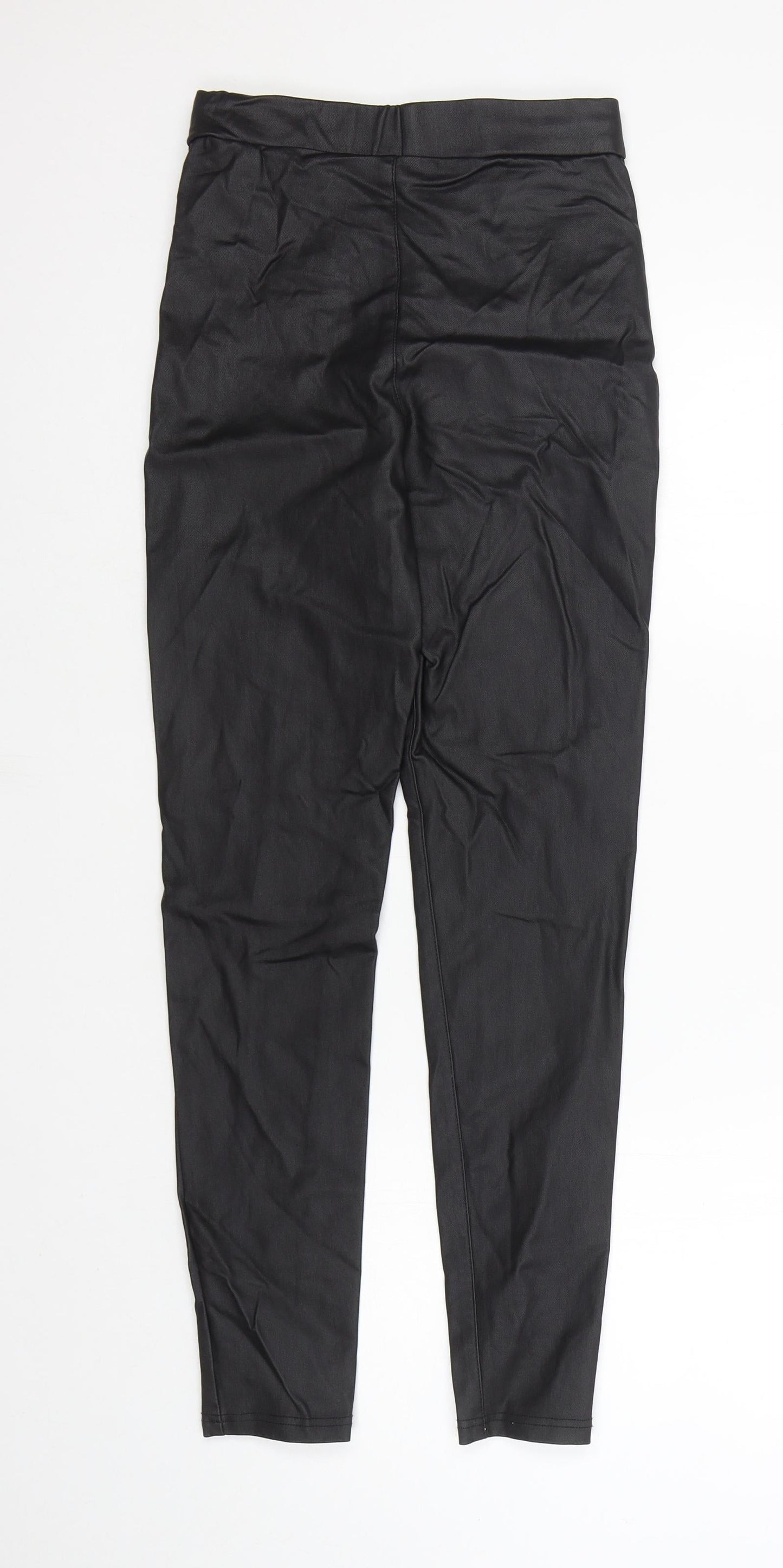 SheIn Womens Black Cotton Jegging Leggings Size 8 L26 in - Pleather. Wet Look