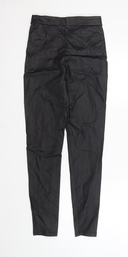 SheIn Womens Black Cotton Jegging Leggings Size 8 L26 in - Pleather. Wet Look