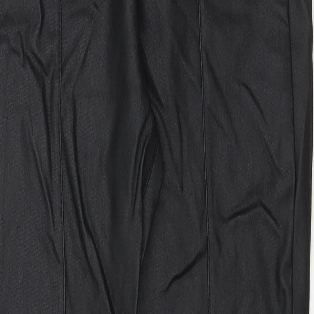 SheIn Womens Black Cotton Jegging Leggings Size 8 L26 in - Pleather. Wet Look