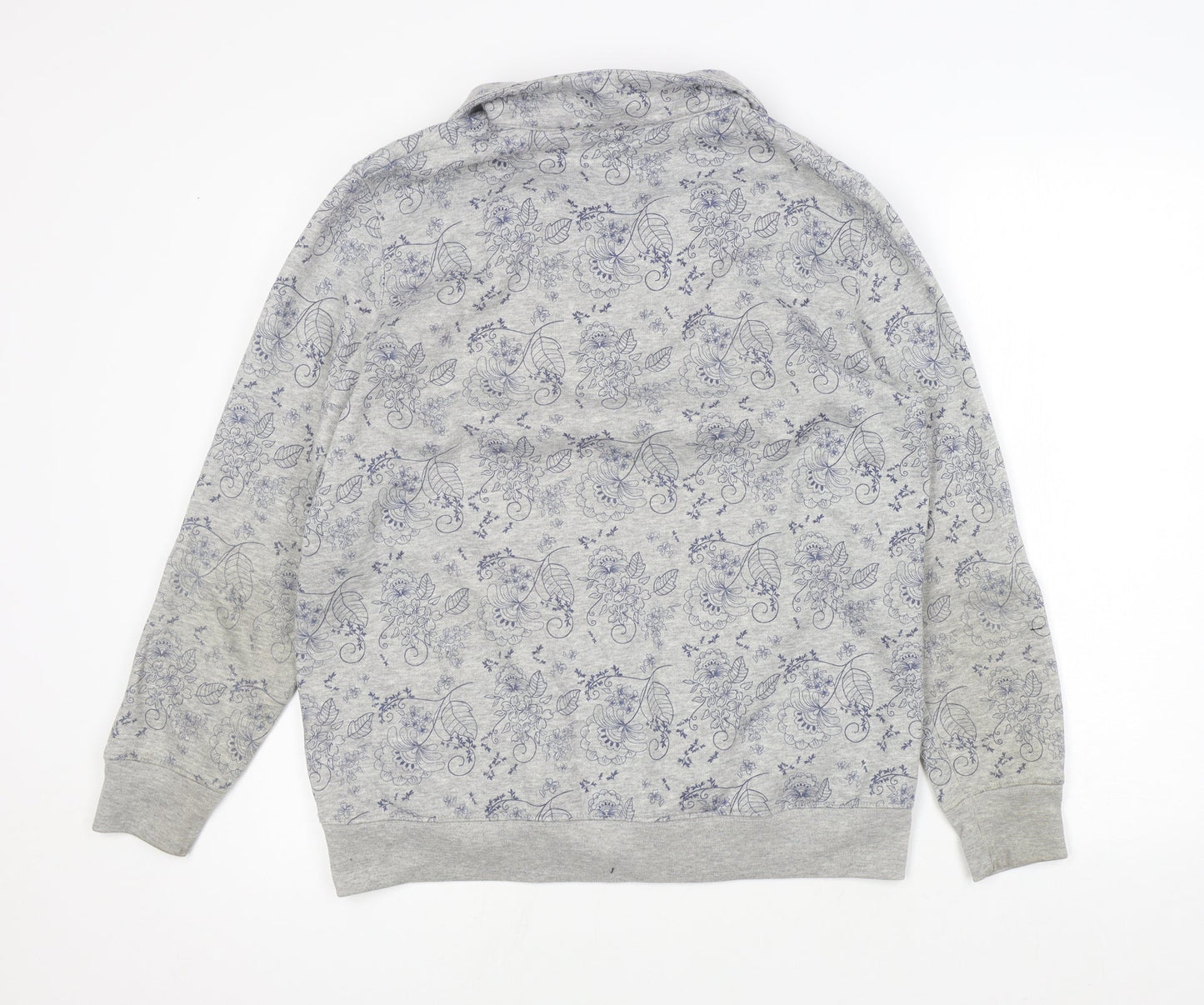 Damart Womens Grey V-Neck Floral Polyester Cardigan Jumper Size 14