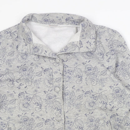 Damart Womens Grey V-Neck Floral Polyester Cardigan Jumper Size 14