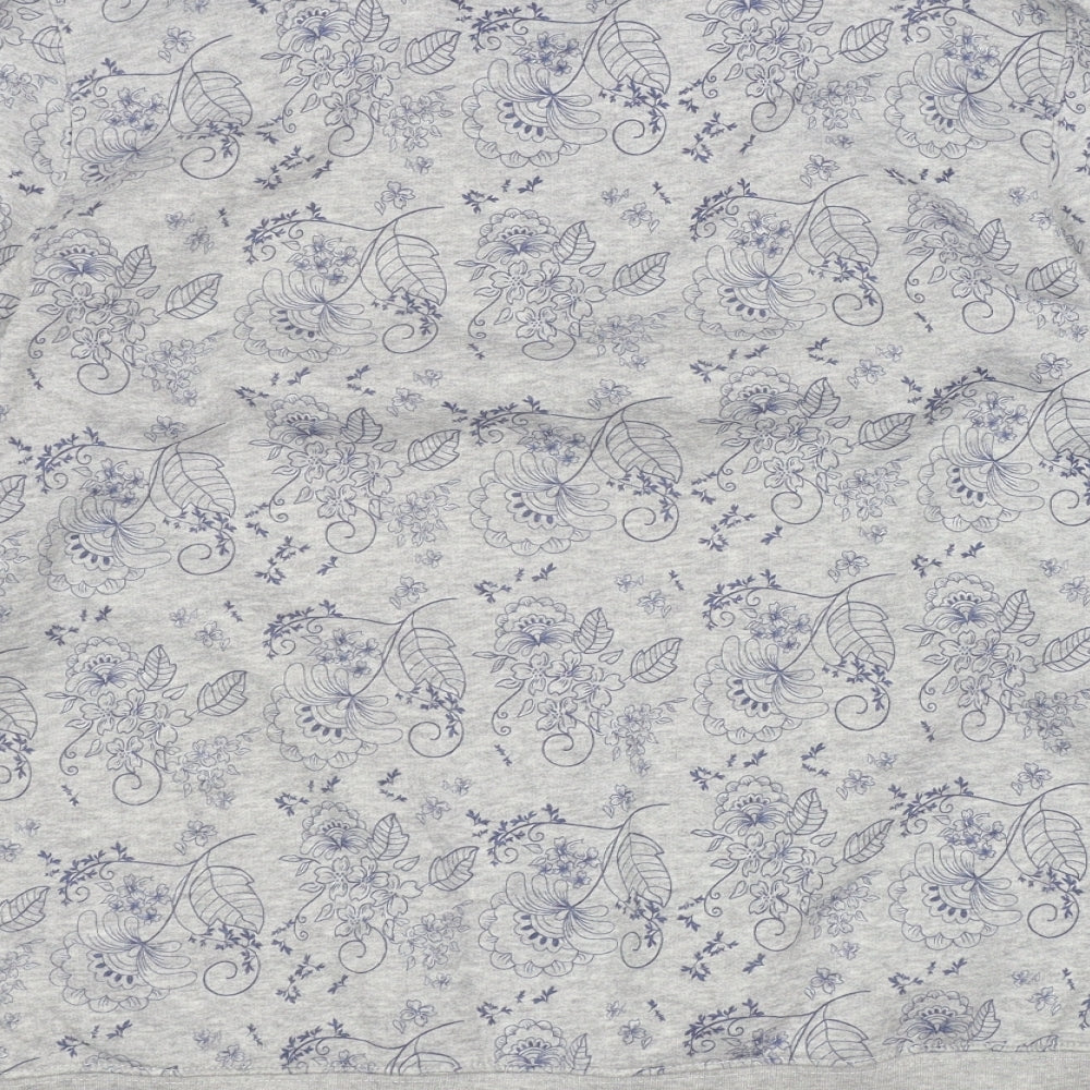 Damart Womens Grey V-Neck Floral Polyester Cardigan Jumper Size 14