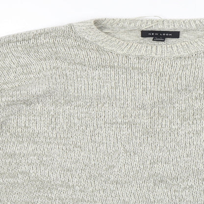 New Look Womens Grey Round Neck Acrylic Pullover Jumper Size L