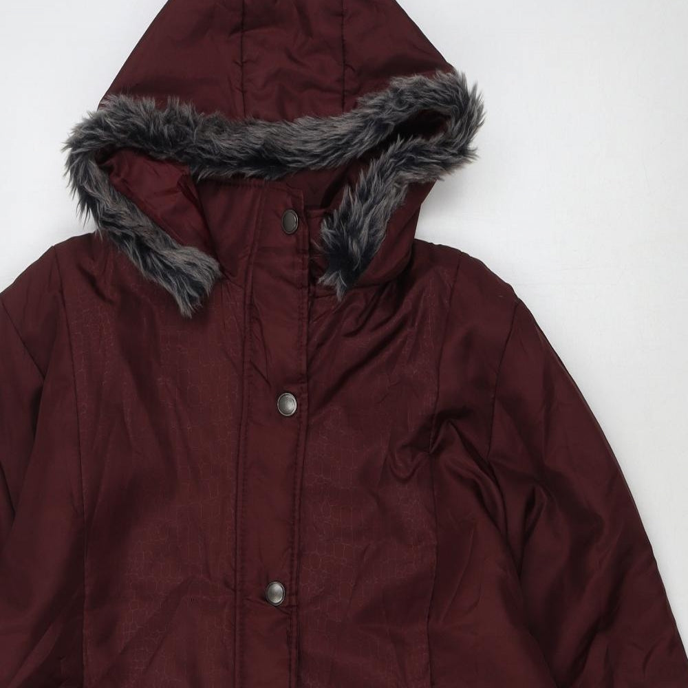 Womens UK Size L Anne De Lancay Red Parka Coat