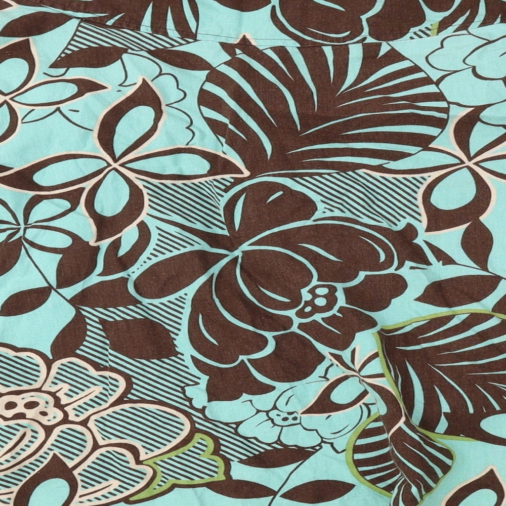 H&M Womens Brown Floral Linen Flare Skirt Size 10 Zip