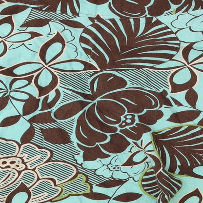 H&M Womens Brown Floral Linen Flare Skirt Size 10 Zip