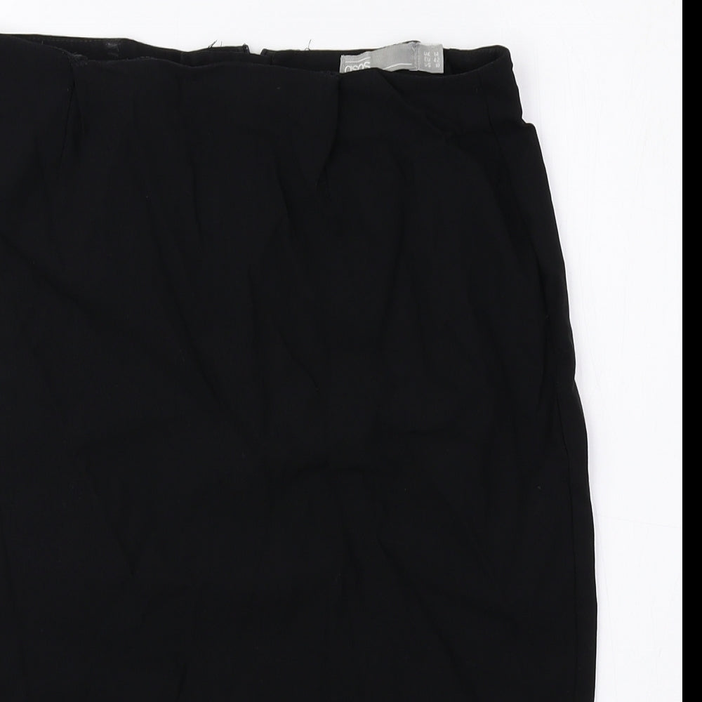 ASOS Womens Black Viscose Straight & Pencil Skirt Size 14 Zip