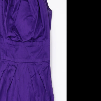 New Look Womens Purple Cotton A-Line Size 8 Boat Neck Zip