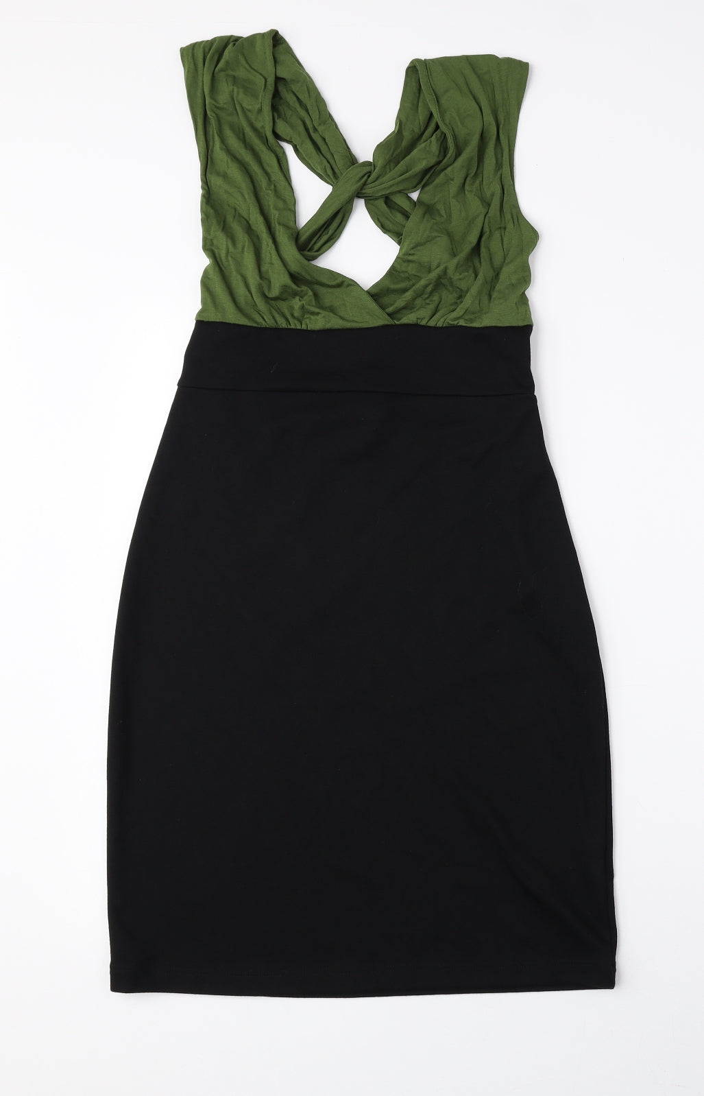 Soprano Womens Green Polyester A-Line Size M V-Neck Pullover