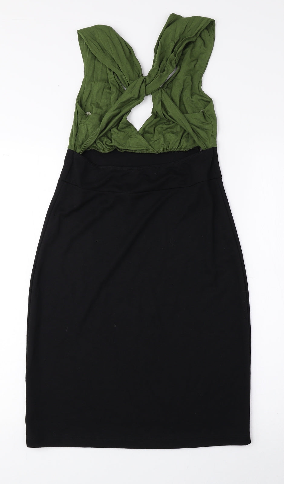 Soprano Womens Green Polyester A-Line Size M V-Neck Pullover