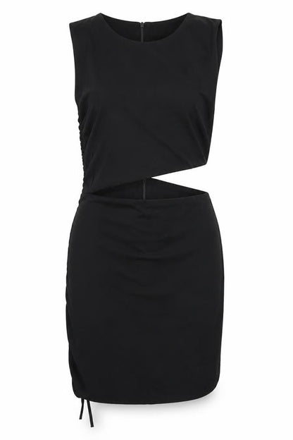 Zara Womens Black Cotton Mini Size L Round Neck Zip