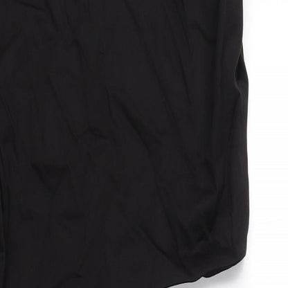 Zara Womens Black Cotton Mini Size L Round Neck Zip