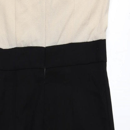 Collection London Womens Beige Polyester A-Line Size 12 Round Neck Zip