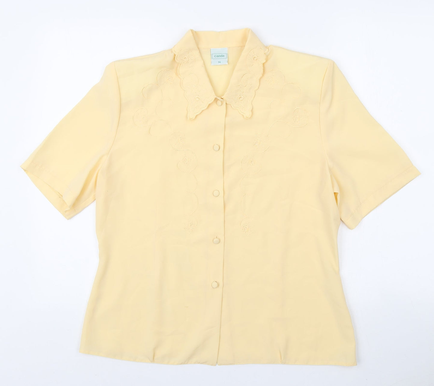 Womens UK Size 14 Canada Yellow Basic Button-Up