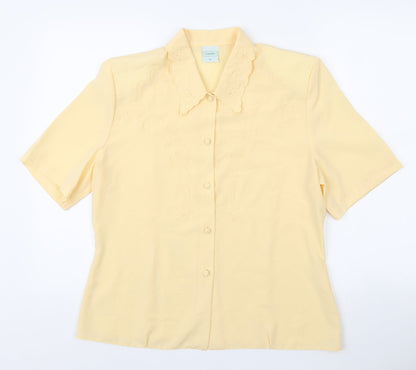 Womens UK Size 14 Canada Yellow Basic Button-Up