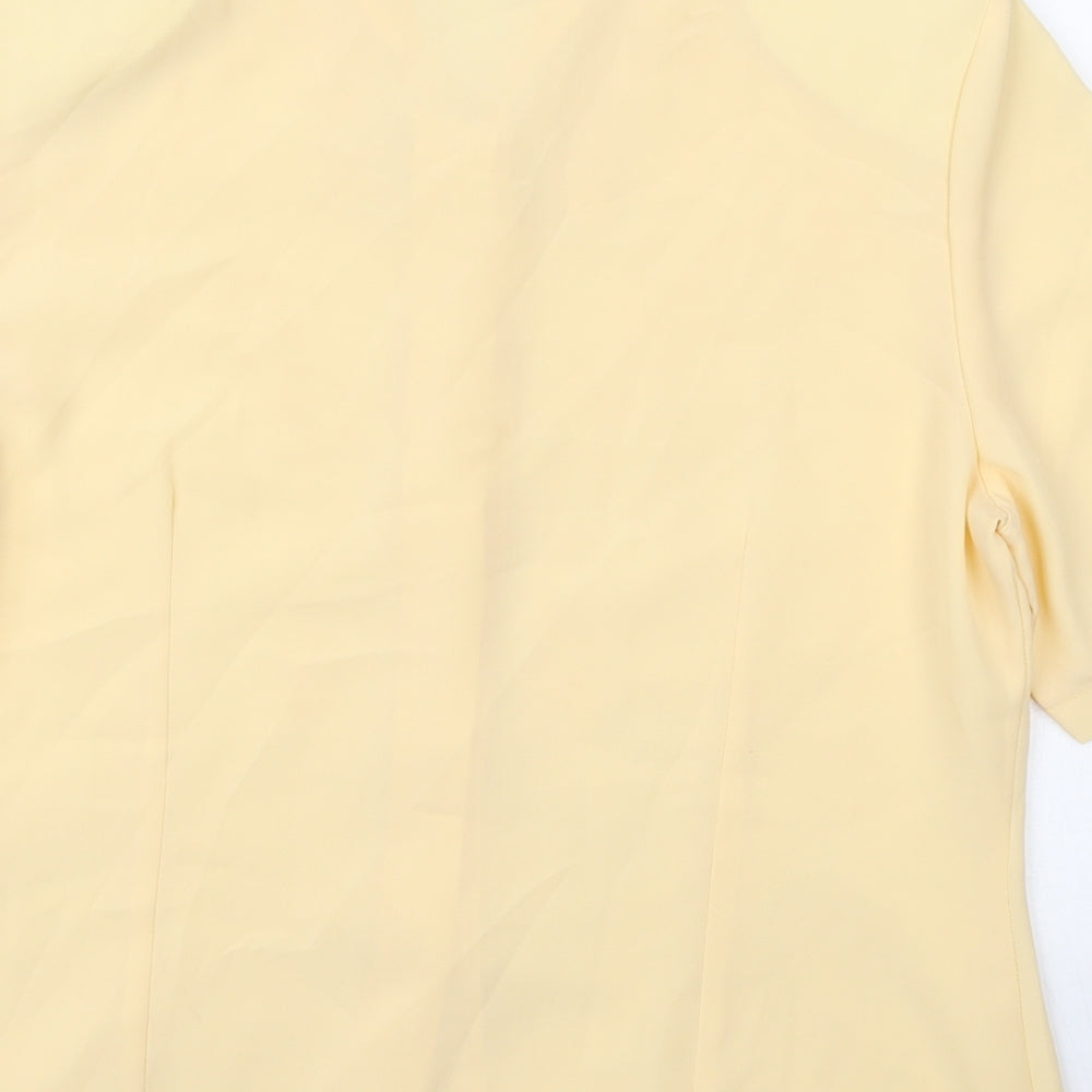 Womens UK Size 14 Canada Yellow Basic Button-Up