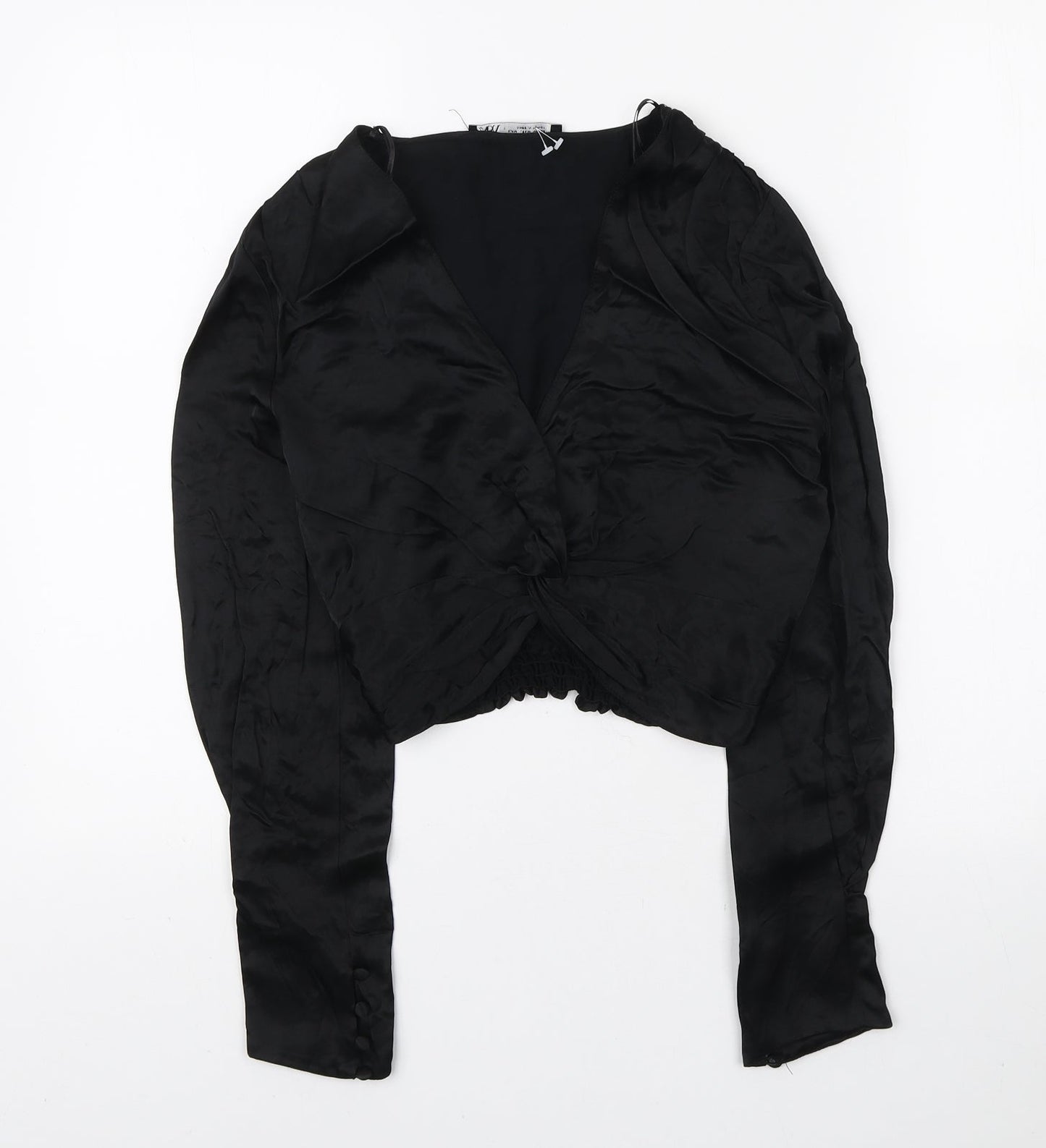 Womens UK Size M Zara Black Basic Blouse