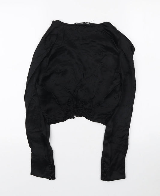Womens UK Size M Zara Black Basic Blouse
