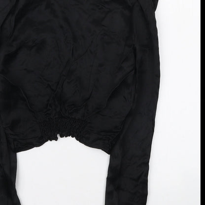 Womens UK Size M Zara Black Basic Blouse