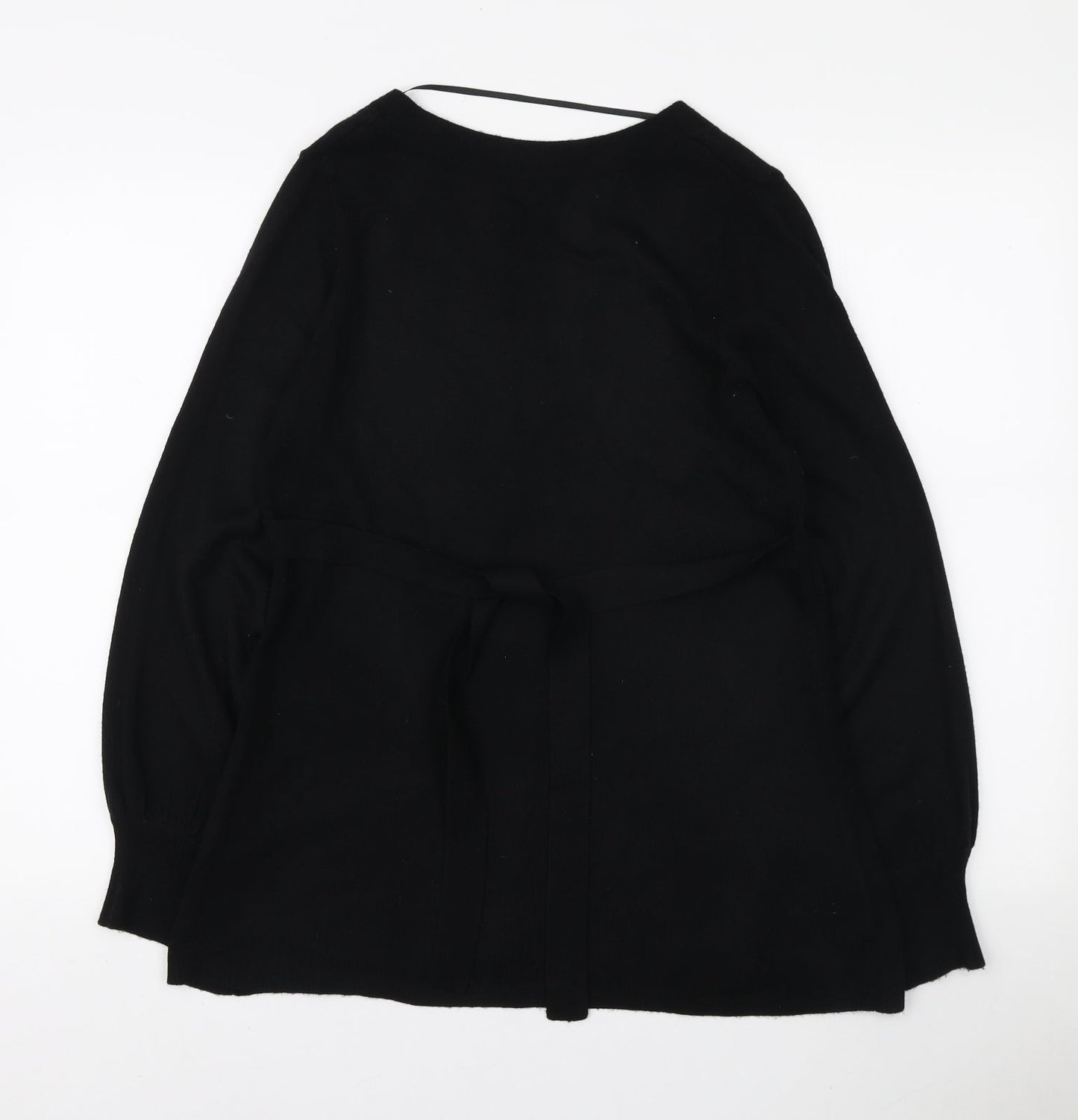 F&F Womens Black V-Neck Acrylic Tunic Jumper Size 12