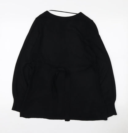 F&F Womens Black V-Neck Acrylic Tunic Jumper Size 12