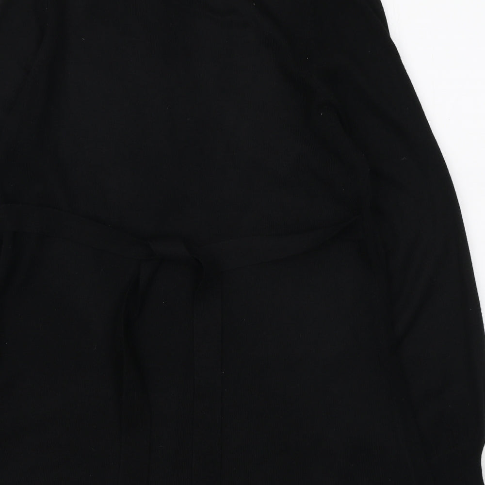 F&F Womens Black V-Neck Acrylic Tunic Jumper Size 12