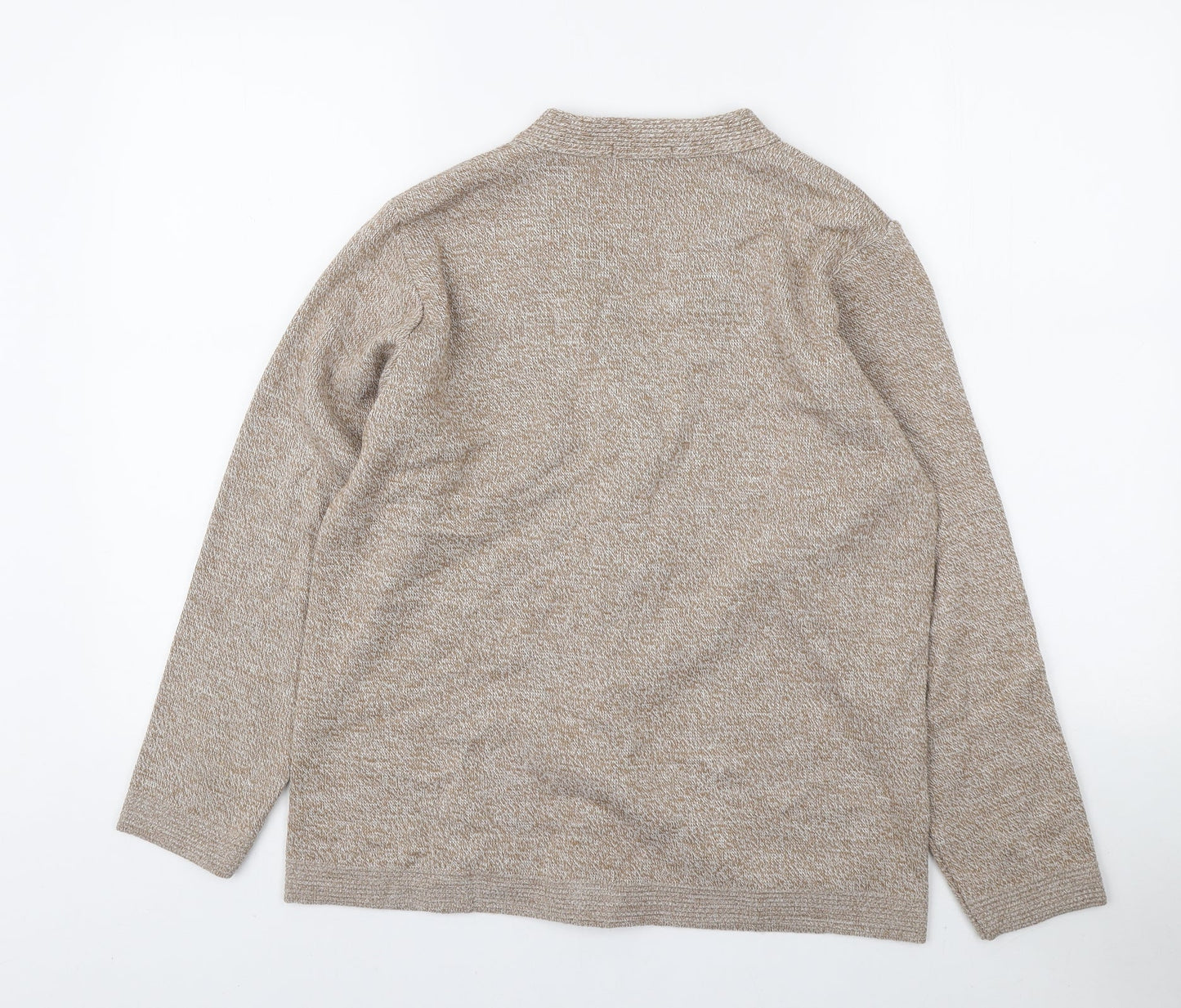 Cane Womens Beige V-Neck Acrylic Cardigan Jumper Size M