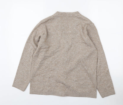 Cane Womens Beige V-Neck Acrylic Cardigan Jumper Size M