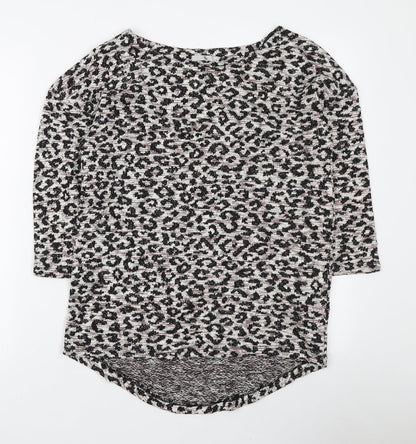 TU Womens Multicoloured Boat Neck Animal Print Polyester Pullover Jumper Size 8