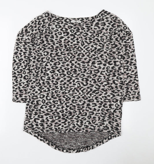TU Womens Multicoloured Boat Neck Animal Print Polyester Pullover Jumper Size 8