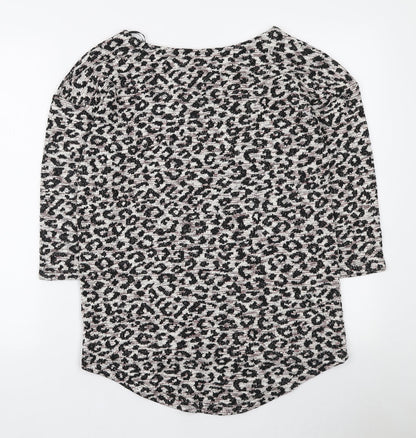 TU Womens Multicoloured Boat Neck Animal Print Polyester Pullover Jumper Size 8