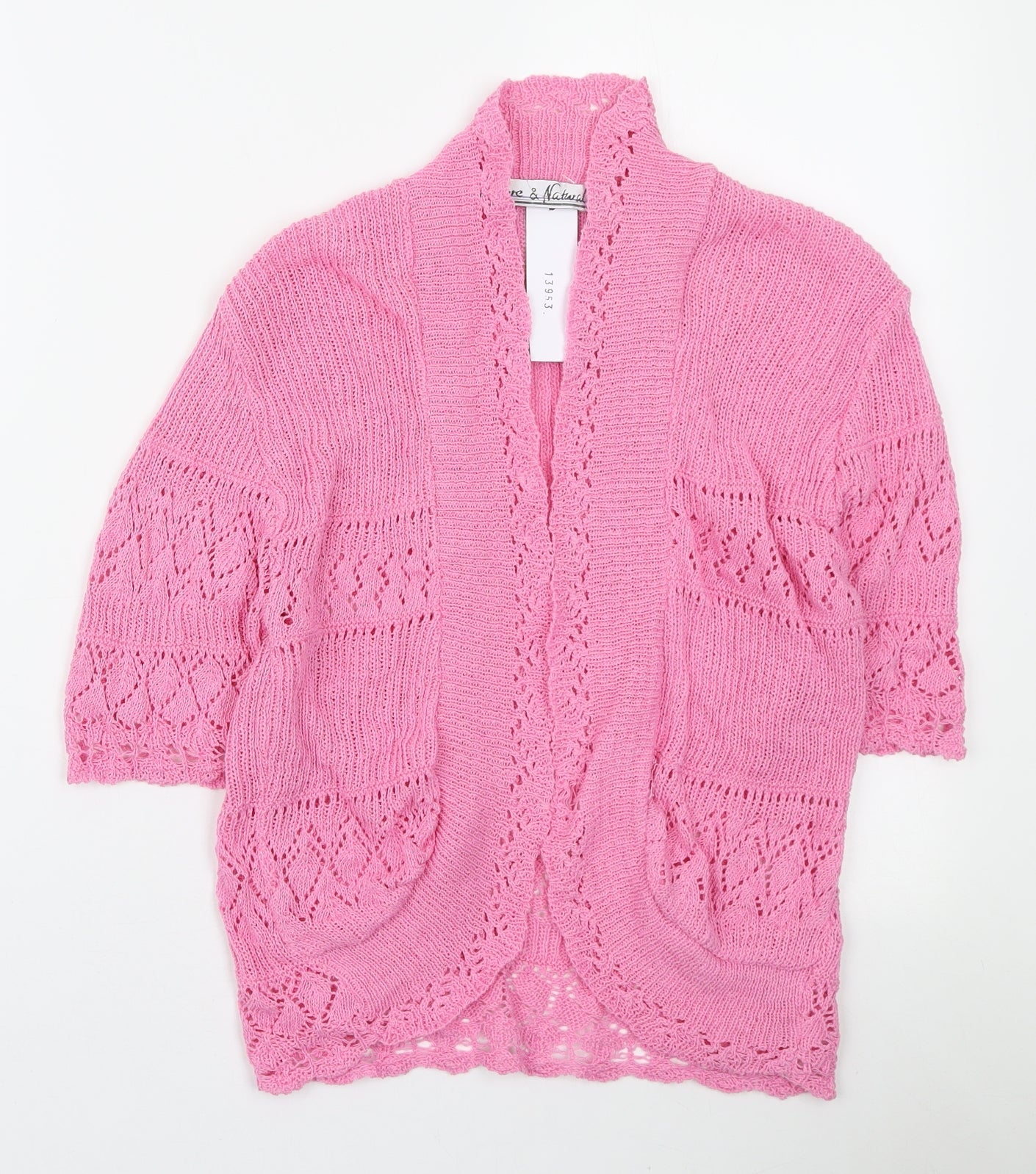 Womens UK Size M Pure & Natural Pink Cardigan Jumper
