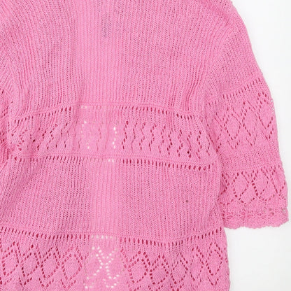Womens UK Size M Pure & Natural Pink Cardigan Jumper