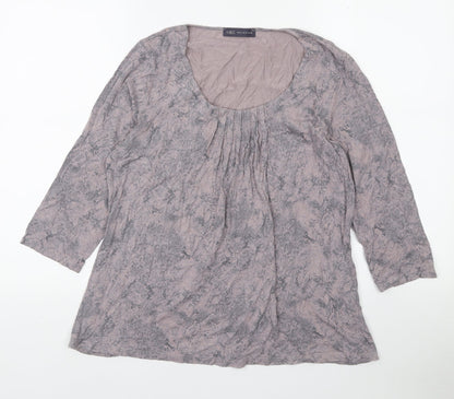 Marks and Spencer Womens Pink Animal Print Viscose Basic Blouse Size 14 Scoop Neck