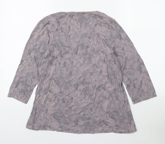 Marks and Spencer Womens Pink Animal Print Viscose Basic Blouse Size 14 Scoop Neck