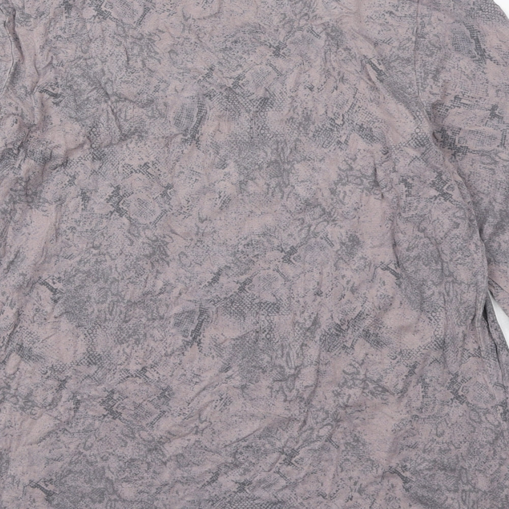 Marks and Spencer Womens Pink Animal Print Viscose Basic Blouse Size 14 Scoop Neck