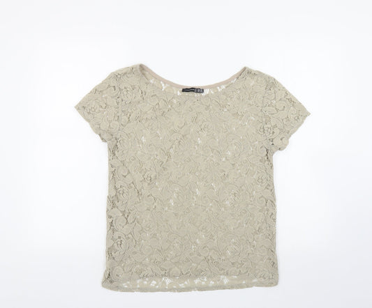 Womens UK Size 8 Atmosphere Beige Basic Blouse