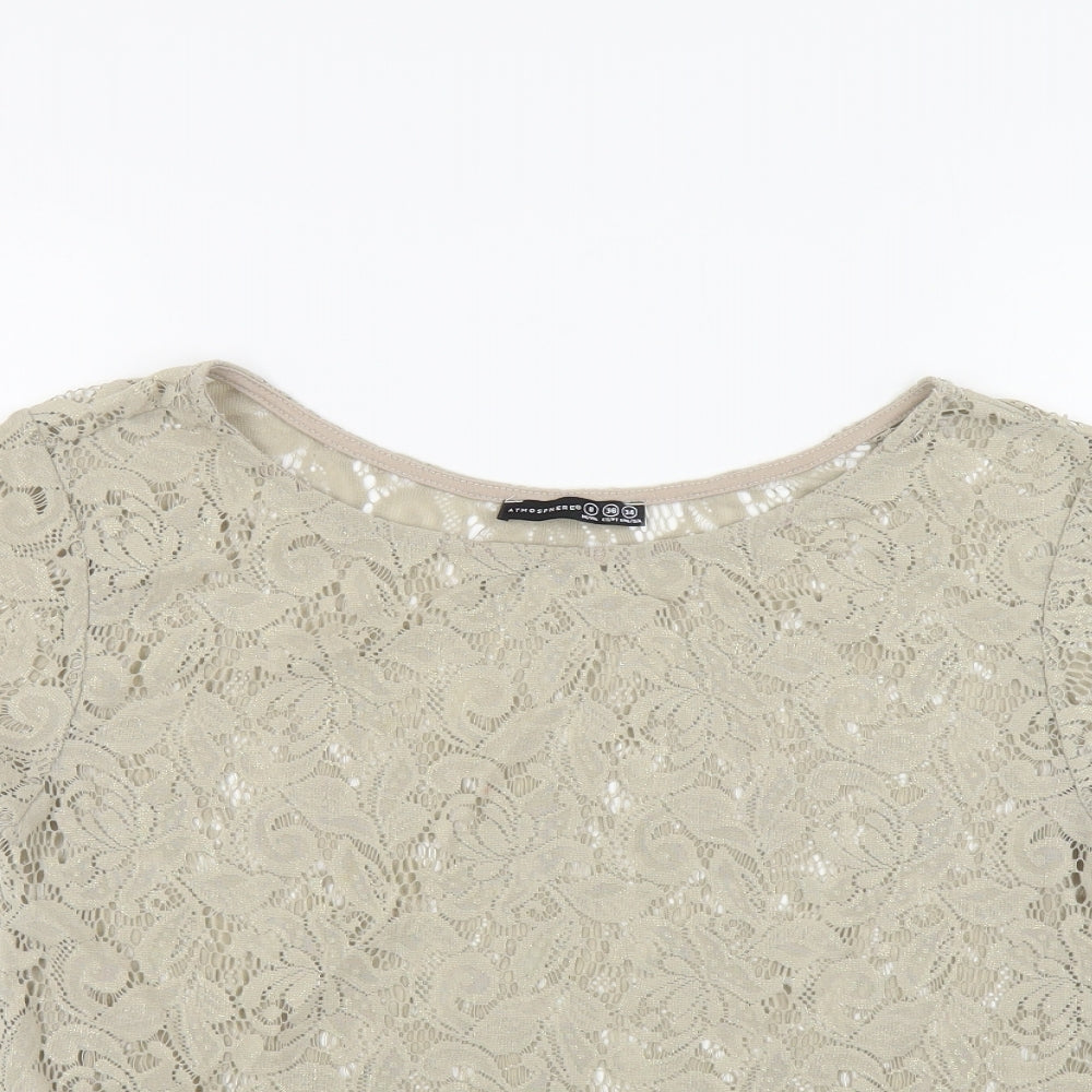Womens UK Size 8 Atmosphere Beige Basic Blouse