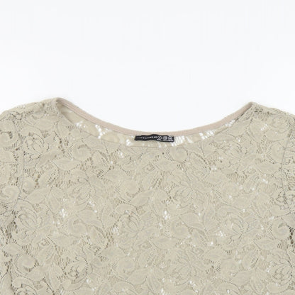 Womens UK Size 8 Atmosphere Beige Basic Blouse