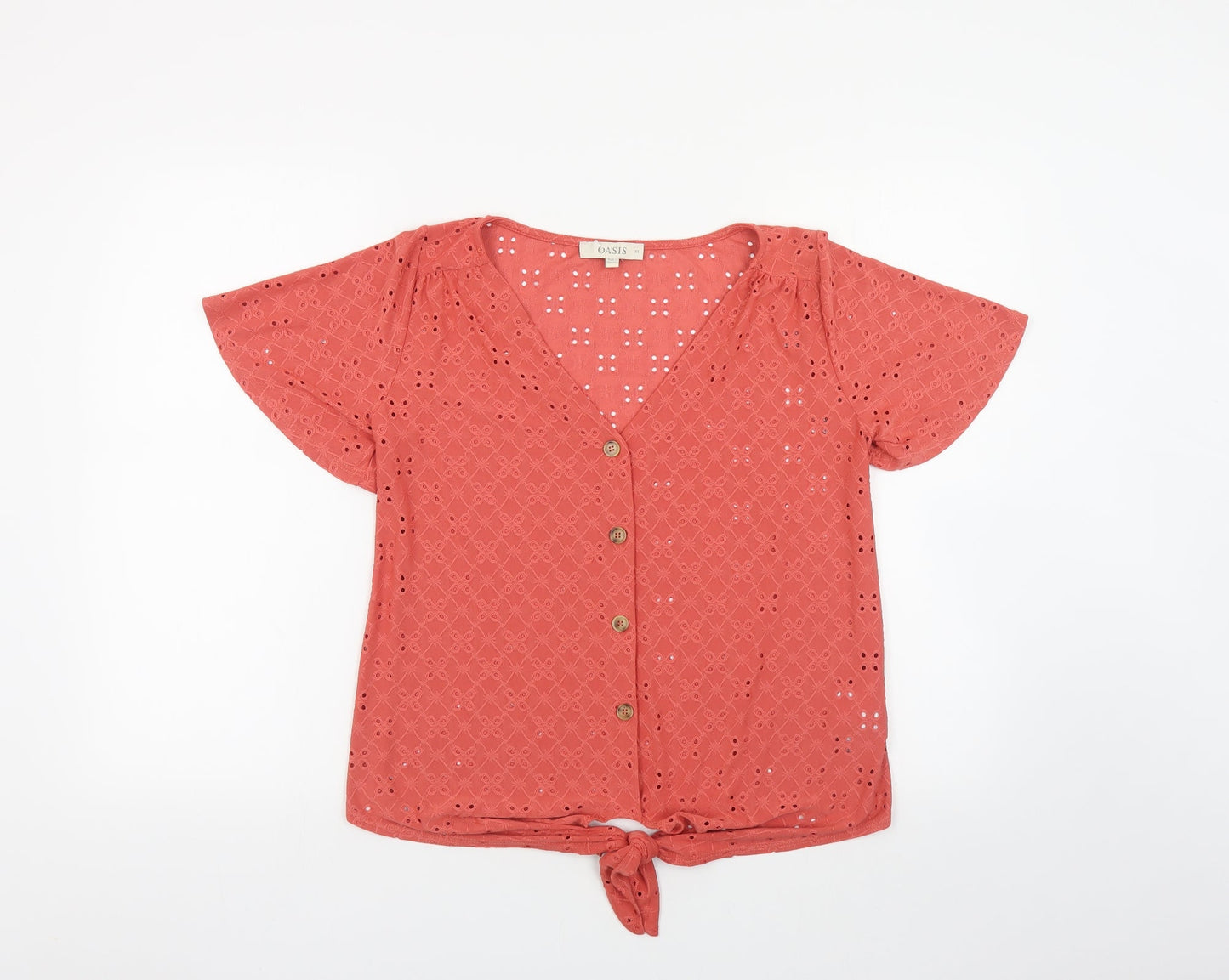 Womens UK Size XS Oasis Orange Basic Button-Up