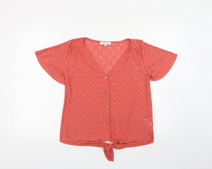 Womens UK Size XS Oasis Orange Basic Button-Up