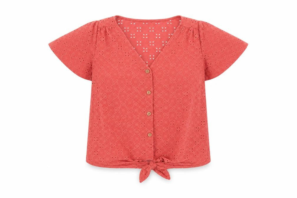 Womens UK Size XS Oasis Orange Basic Button-Up